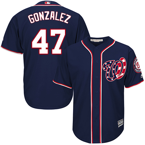 Nationals #47 Gio Gonzalez Navy Blue Cool Base Stitched Youth MLB Jersey - Click Image to Close